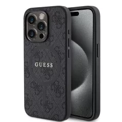   Guess PU Leather Colored Ring MagSafe Apple iPhone 15 Pro Max (6.7) hátlapvédő tok fekete (GUHMP15XG4GFRK)