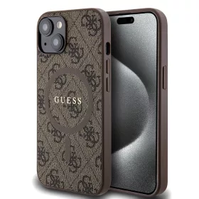   Guess Apple iPhone 14 (6.1) PU 4G Ring MagSafe hátlapvédő tok barna (GUHMP14SG4GFRW)