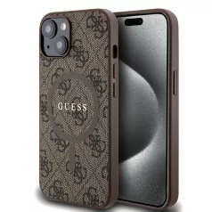   Guess Apple iPhone 14 Pro (6.1) PU 4G Ring MagSafe hátlapvédő tok barna (GUHMP14LG4GFRW)