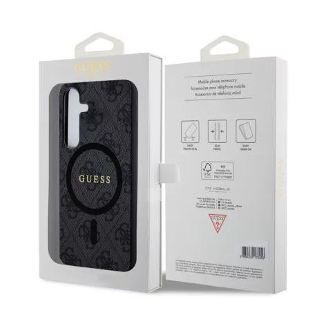 Guess PU Leather MagSafe Samsung S921 Galaxy S24 (2024) hátlapvédő tok fekete (GUHMS24SG4GFRK)