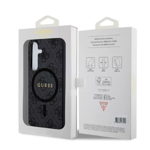 Guess PU Leather MagSafe Samsung S928 Galaxy S24 Ultra (2024) hátlapvédő tok fekete (GUHMS24LG4GFRK)
