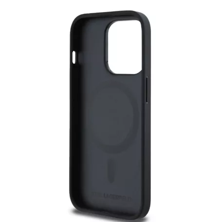 Karl Lagerfeld PU Leather Monogram Magsafe Apple iPhone 15 Pro (6.1) hátlapvédő tok fekete (KLHMP15LPKHPORPK)