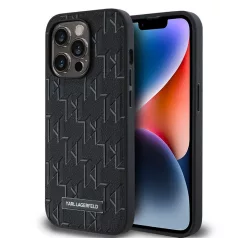   Karl Lagerfeld PU Leather Monogram Magsafe Apple iPhone 15 Pro Max (6.7) hátlapvédő tok fekete (KLHMP15XPKHPORPK)