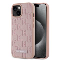   Karl Lagerfeld PU Leather Monogram Magsafe Apple iPhone 15 (6.1) hátlapvédő tok pink (KLHMP15SPKHPORPP)