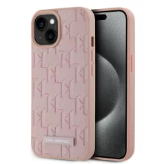   Karl Lagerfeld PU Leather Monogram Magsafe Apple iPhone 15 (6.1) hátlapvédő tok pink (KLHMP15SPKHPORPP)