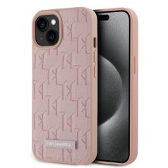   Karl Lagerfeld PU Leather Monogram Magsafe Apple iPhone 15 Pro Max (6.7) hátlapvédő tok pink (KLHMP15LPKHPORPP)