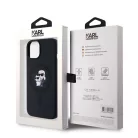 Karl Lagerfeld Liquid Silicone Karl and Choupette Apple iPhone 14 (6.1) MagSafe hátlapvédő tok fekete (KLHMP14SSCMKCRHK)
