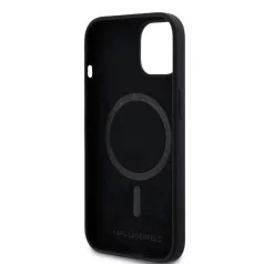   Karl Lagerfeld Liquid Silicone Karl and Choupette Apple iPhone 14 Pro (6.1) MagSafe hátlapvédő tok fekete (KLHMP14LSCMKCRHK)