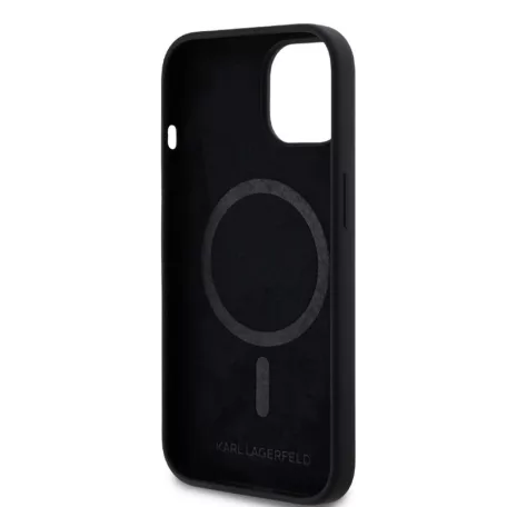 Karl Lagerfeld Liquid Silicone Karl and Choupette Apple iPhone 14 Pro (6.1) MagSafe hátlapvédő tok fekete (KLHMP14LSCMKCRHK)