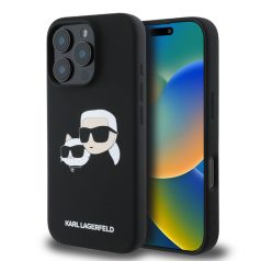   Karl Lagerfeld Liquid Silicone Double Heads Apple iPhone 15 Pro (6.1) MagSafe hátlapvédő tok fekete (KLHMP15LSKCHPPLK)