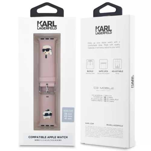 Karl Lagerfeld Karl and Choupette Head Apple Watch 38/40/41 mm óraszíj pink (KLAWMSLKCNP)