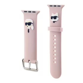   Karl Lagerfeld Karl and Choupette Head Apple Watch 42/44/45/46/49 mm óraszíj pink (KLAWLSLKCNP)