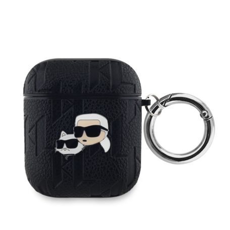 Karl Lagerfeld Embossed Karl and Choupette Heads Apple AirPods 1/2 PU tok fekete (KLA2PGKCPK)