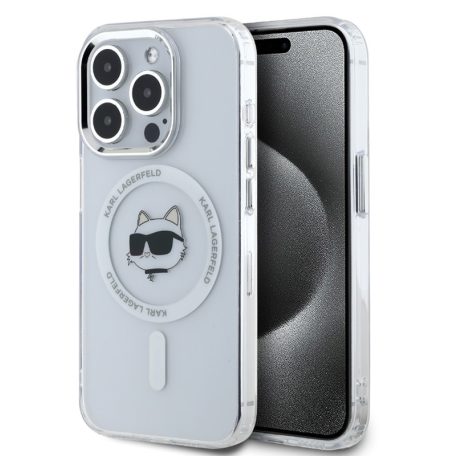 Karl Lagerfeld IML Choupette Head MagSafe Apple iPhone 15 Pro (6.1) hátlapvédő tok átlátszó (KLHMP15LHLSCHH)