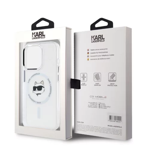 Karl Lagerfeld IML Choupette Head MagSafe Apple iPhone 15 Pro (6.1) hátlapvédő tok átlátszó (KLHMP15LHLSCHH)