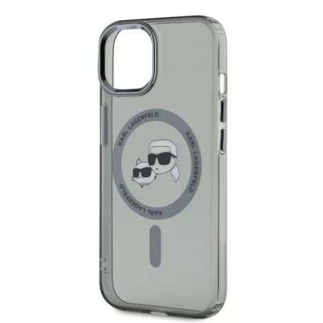 Karl Lagerfeld IML K&CH Heads Metal Frame MagSafe Apple iPhone 15 (6.1) hátlapvédő tok fekete (KLHMP15SHLSKCK)