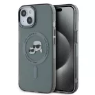 Karl Lagerfeld IML K&CH Heads Metal Frame MagSafe Apple iPhone 15 Pro (6.1) hátlapvédő tok fekete (KLHMP15LHLSKCK)
