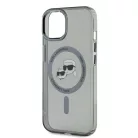 Karl Lagerfeld IML K&CH Heads Metal Frame MagSafe Apple iPhone 15 Pro (6.1) hátlapvédő tok fekete (KLHMP15LHLSKCK)
