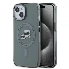   Karl Lagerfeld IML K&CH Heads Metal Frame MagSafe Apple iPhone 15 Pro Max (6.7) hátlapvédő tok fekete (KLHMP15XHLSKCK)