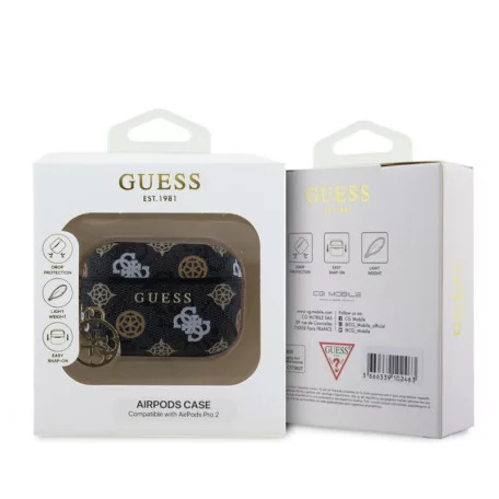 Guess 4G Peony Charm Apple Airpods Pro 2 PC/PU tok fekete (GUAP2P4RPEK)