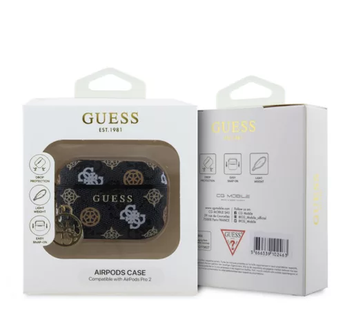 Guess 4G Peony Charm Apple Airpods Pro 2 PC/PU tok fekete (GUAP2P4RPEK)