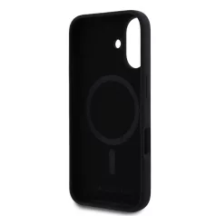   Karl Lagerfeld Liquid Silicone Karl and Choupette Apple iPhone 16 (6.1) MagSafe hátlapvédő tok fekete (KLHMP16SSCMKCRHK)