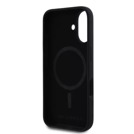 Karl Lagerfeld Liquid Silicone Karl and Choupette Apple iPhone 16 Plus (6.7) MagSafe hátlapvédő tok fekete (KLHMP16MSCMKCRHK)
