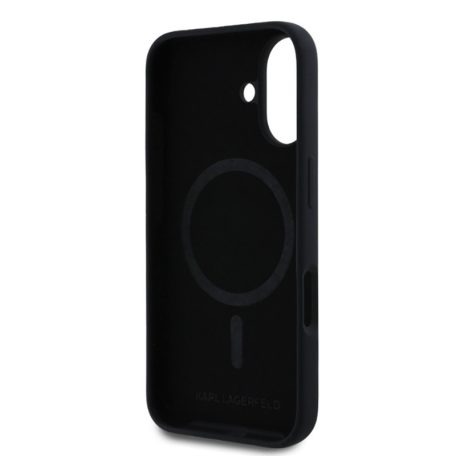 Karl Lagerfeld Liquid Silicone Karl and Choupette Apple iPhone 16 Pro Max (6.9) MagSafe hátlapvédő tok fekete (KLHMP16XSCMKCRHK)