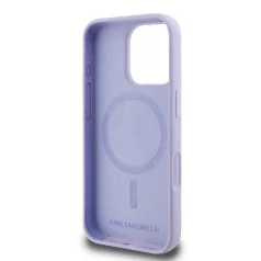   Karl Lagerfeld Liquid Silicone Karl and Choupette Apple iPhone 16 Pro (6.3) MagSafe hátlapvédő tok lila (KLHMP16LSCMKCRHU)