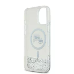   Karl Lagerfeld Liquid Glitter Karl and Choupette Heads MagSafe Apple iPhone 16 Pro Max (6.9) hátlapvédő tok ezüst (KLHMP16XLGKCSGH)