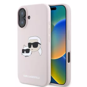   Karl Lagerfeld Liquid Silicone Double Heads Apple iPhone 16 (6.1) MagSafe hátlapvédő tok pink (KLHMP16SSKCHPPLP)