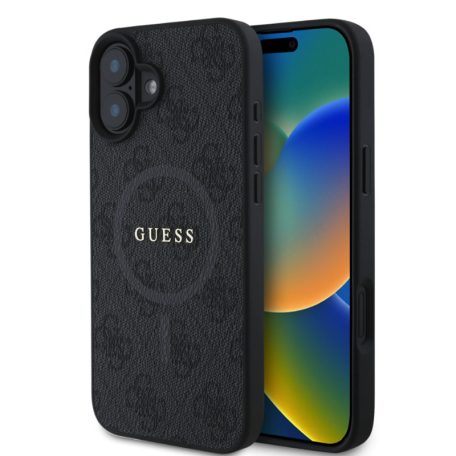 Guess PU Leather MagSafe Glitter Apple iPhone 16 Pro (6.3) hátlapvédő tok fekete (GUHMP16LG4GFRK)