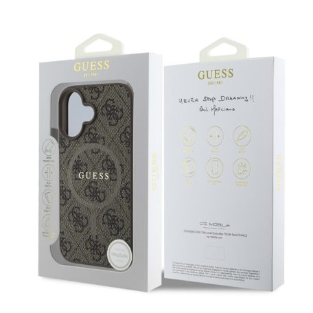 Guess PU Leather MagSafe Apple iPhone 16 Pro Max (6.9) hátlapvédő tok barna (GUHMP16XG4GFRW)