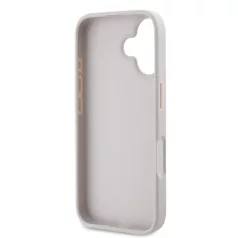   Guess Apple iPhone 16 (6.1) PU 4G Strass Triangle Metal Logo hátlapvédő tok pink (GUHCP16SP4TDPP)