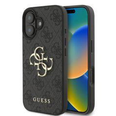   Guess PU 4G Metal Logo Apple iPhone 16 Pro (6.3) hátlapvédő tok szürke (GUHCP16L4GMGGR)