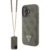Guess Apple iPhone 16 Pro Max PU 4G Strass Triangle Metal Logo hátlapvédő tok vállpántottal, barna (GUHCP16XP4TDSCPW)