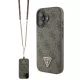 Guess Apple iPhone 16 Pro Max PU 4G Strass Triangle Metal Logo hátlapvédő tok vállpántottal, barna (GUHCP16XP4TDSCPW)