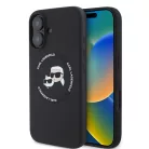Karl Lagerfeld Liquid Silicone K&CH Heads Apple iPhone 16 Pro (6.3) MagSafe hátlapvédő tok fekete (KLHMP16LSKCHTCK)