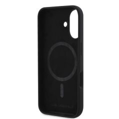   Karl Lagerfeld Liquid Silicone K&CH Heads Apple iPhone 16 Pro (6.3) MagSafe hátlapvédő tok fekete (KLHMP16LSKCHTCK)