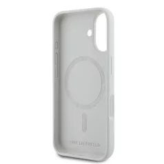   Karl Lagerfeld Liquid Silicone K&CH Heads Apple iPhone 16 (6.1) MagSafe hátlapvédő tok bézs (KLHMP16SSKCHTCE)