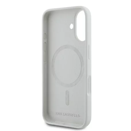 Karl Lagerfeld Liquid Silicone K&CH Heads Apple iPhone 16 Pro (6.3) MagSafe hátlapvédő tok bézs (KLHMP16LSKCHTCE)