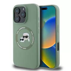   Karl Lagerfeld Liquid Silicone K&CH Apple iPhone 16 (6.1) MagSafe hátlapvédő tok zöld (KLHMP16SSKCHTCA)