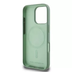   Karl Lagerfeld Liquid Silicone K&CH Apple iPhone 16 (6.1) MagSafe hátlapvédő tok zöld (KLHMP16SSKCHTCA)