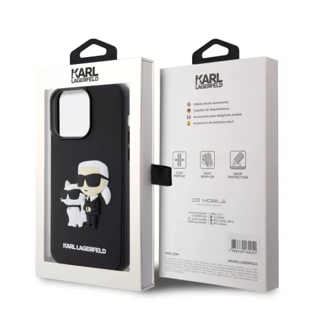 Karl Lagerfeld 3D Rubber Karl and Choupette Apple iPhone 16 Plus (6.7) hátlapvédő tok fekete (KLHCP16M3DRKCNK)