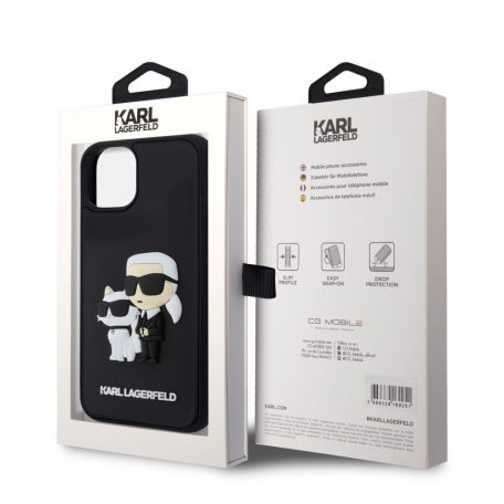 Karl Lagerfeld 3D Rubber Karl and Choupette Apple iPhone 16 Pro Max (6.9) hátlapvédő tok fekete (KLHCP16X3DRKCNK)