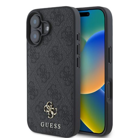 Guess PU 4G Metal Logo MagSafe Apple iPhone 16 (6.1) hátlapvédő tok szürke (GUHMP16SP4SM4MK)