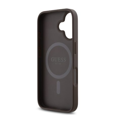 Guess PU 4G Metal Logo MagSafe Apple iPhone 16 Pro (6.3) hátlapvédő tok barna (GUHMP16LP4SM4MW)