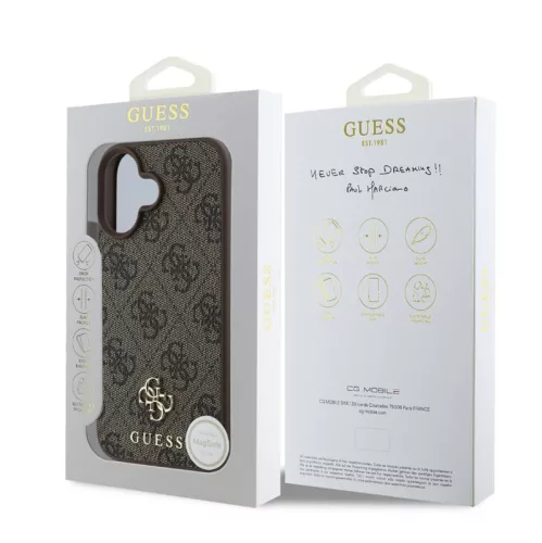 Guess PU 4G Metal Logo MagSafe Apple iPhone 16 Pro Max (6.9) hátlapvédő tok barna (GUHMP16XP4SM4MW)