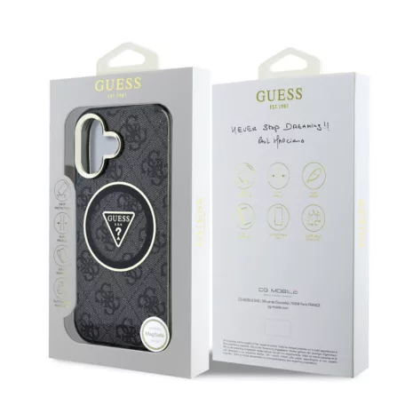 Guess Apple iPhone 16 Pro (6.3) IML 4G MagSafe hátlapvédő tok fekete (GUHMP16LHG4PRTGK)