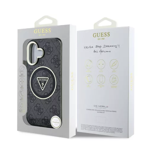 Guess Apple iPhone 16 Pro (6.3) IML 4G MagSafe hátlapvédő tok fekete (GUHMP16LHG4PRTGK)